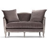 Rue du Bac French Country Chocolate Velvet Feather Settee Loveseat