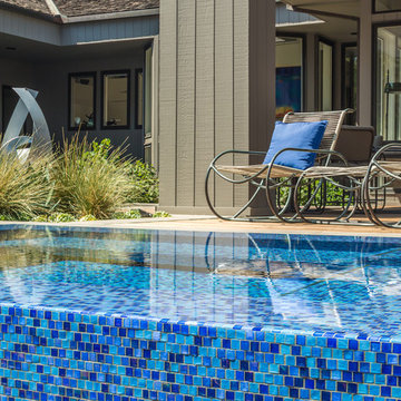 Iridescent Glass Tile Pool and Spa