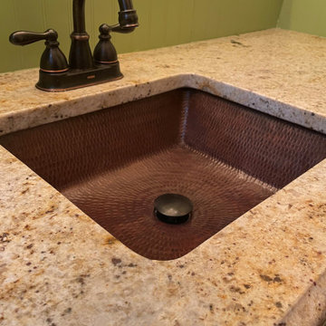 19" Rectangle Under Counter Hammered Copper Bathroom Sink (LREC19DB)
