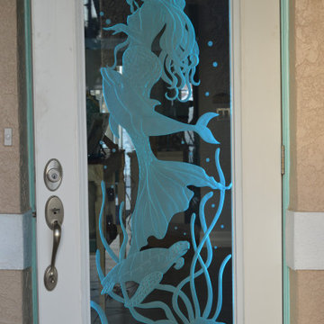 Mermaid at Play-Carved Glass w/Led Lights