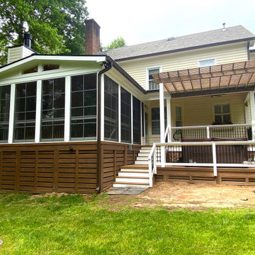 Pergola Covered Deck & Three-Season Porch Combination Outdoor Living Space