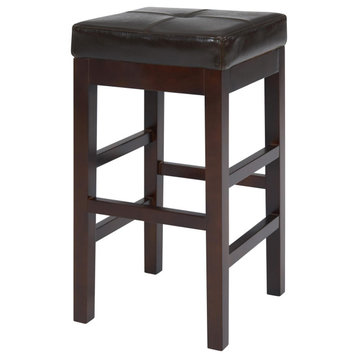 Yeriel Backless Leather Counter Stool, Brown (Set Of 2)