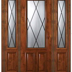 Prehung Side lights Door 96 Wood Alder Sandringham 2/3 Lite Glass - Front Doors