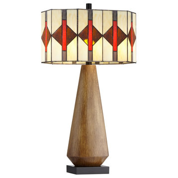 Pacific Coast Haywood 2-Light Table Lamp, Brown Wood Tone
