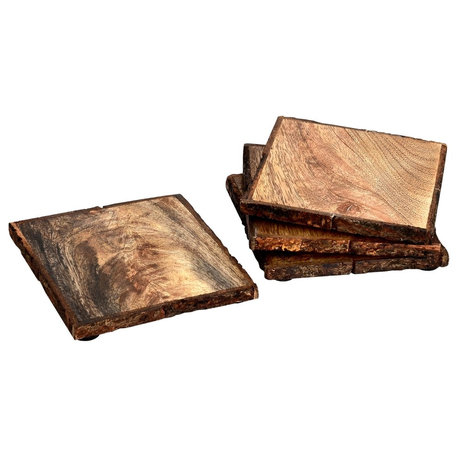 Log Cut Latest Square Coasters, Set of 4