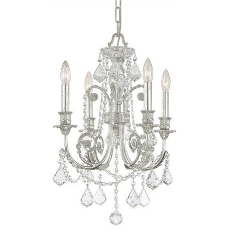 Crystorama 5114-OS-CL-MWP, 4 Light Mini Chandelier - Olde Silver