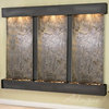 Deep Creek Falls Wall Fountain, Blackened Copper, Green Featherstone, Square Fra