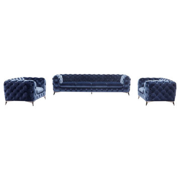 Slader Modern Blue Sofa and Chair Set