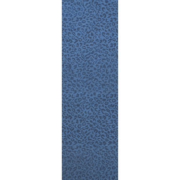 Leopardess Hand-Tufted Responsible Wool Area Rug, Cobalt, 2'6" X 8'