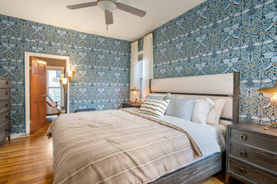 Bedroom - transitional master wallpaper bedroom idea in Denver