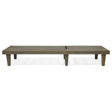 Addisyn Outdoor Wooden Chaise Lounge, Gray Finish