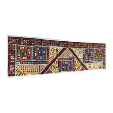 Mogul Interior - Consigned Multicolored Sari Mirror-Work Sequin Embroidered Tapestry - Table Runners