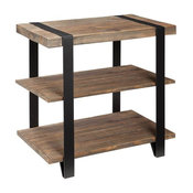 Alaterre Modesto Metal Strap and Reclaimed Wood End Table With Shelf
