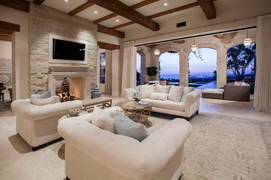 Example of a beach style living room design in Orange County
