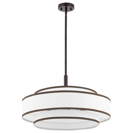 5-Light Dimmable Drum Chandelier with Double Shades, Bronze