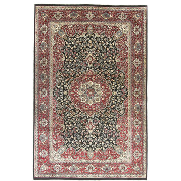 Oriental Rug Indo Keshan 7'1"x4'7" Hand Knotted Carpet