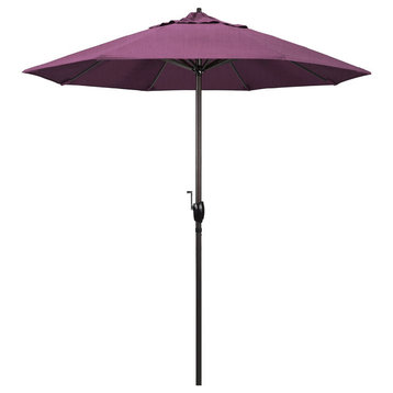 7.5' Bronze Auto-tilt Crank Lift Aluminum Umbrella, Sunbrella, Purple
