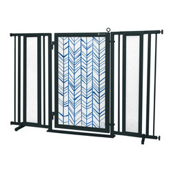 Fusion Gates - Fusion Gate with Chevron Trail in Blue Design, Black, 60"-65" - Dog Gates