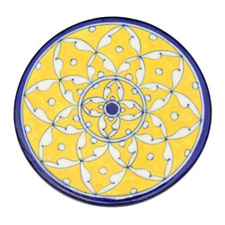 Matr Boomie (T) - Blue Pottery Trivet, Yellow - Trivets