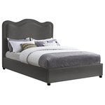 Meridian Furniture - Felix Linen Upholstered Bed, Gray, Full - Catch some Z's in style when you're tucked into this Felix linen textured fabric bed. Rich grey linen textured fabric covers nearly every square inch of this fabulous bed, which features a curved headboard that's slightly padded to give you the ideal cozy spot for catching up on your bedtime reading. Espresso legs contrast nicely with the neutral fabric upholstery, adding to the overall sophisticated look of this handsome bed.