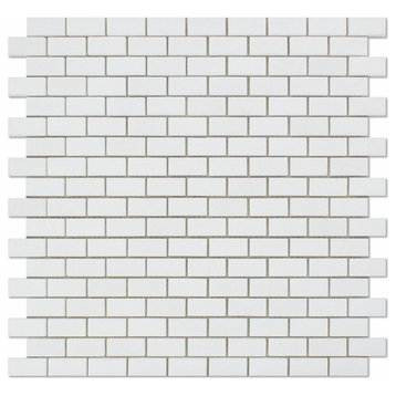 Thassos White Marble Honed Baby Brick Mosaic Tile