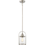 Quoizel - Quoizel QPP2781BN Payson 1 Light Mini Pendant - Brushed Nickel - Quoizel fixtures come in a variety of styles finishes and materials to suit any home decor. Choose from fabric metal or even one of our Quoizel Naturals shades with bamboo onyx or agate stone to name a few. Look to our fixtures to add the finishing touch to your home's style. (Please note that the vintage bulbs are not included but are available for purchase.)