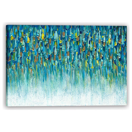 Blue-Green Abstract Textured Hand-Painted Canvas Art