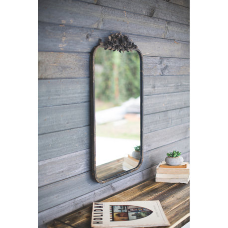 Kalalou Ccg1555 Rectangle Metal Mirror With Flower Details