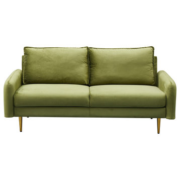 Kingway Furniture Aurora Velvet Living Room Sofa, Army Green