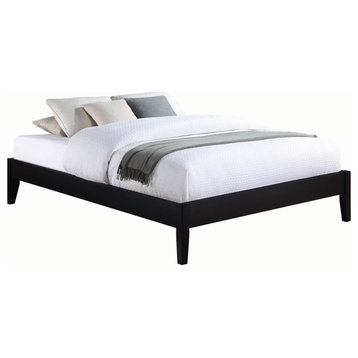 Pemberly Row Contemporary Wood Platform Queen Bed in Black Finish