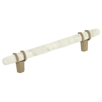 Carrione Cabinet Pull, Marble White/Golden Champagne, 5-1/16" Center-to-Center