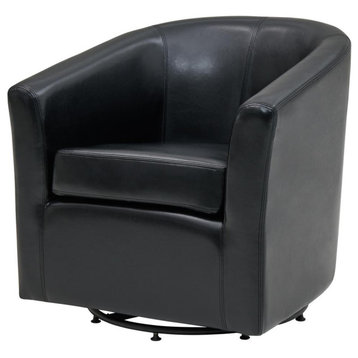 Hayden Swivel Bonded Leather Chair, Black