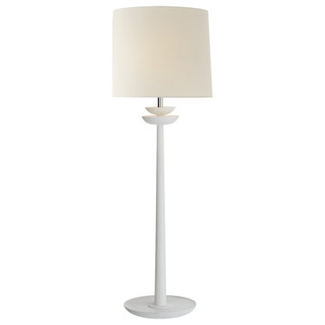 Beaumont Buffet Lamp, 1-Light, Matte White, Linen Shade, 30"H