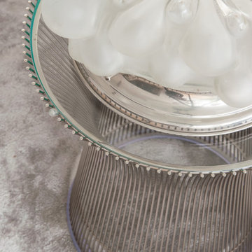 Glass Vase on Mirrored Living Room Coffee Table