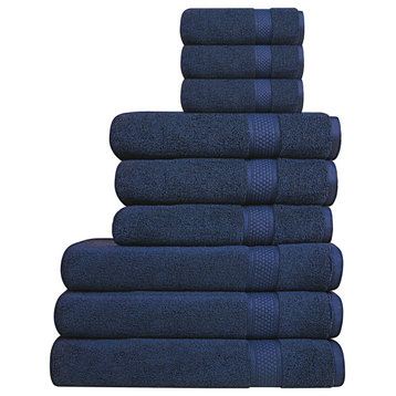 A1HC Bath Towel Set, 100% Ring Spun Cotton, Ultra Soft, Mood Indigo, 9 Piece Towel Set