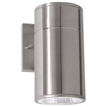 AFX Inc. - Everly 8" Outdoor LED Wall Sconce, Adjustable CCT, Satin Nickel - Illuminate your outdoor spaces with the Everly Outdoor LED Wall Sconce, expertly crafted from durable aluminum and glass. Its frosted glass diffuser creates a soft and inviting glow, complementing the sconce's die cast aluminum construction. With standard mounting holes and hardware included, this modern-transitional style sconce offers both easy installation and the convenience of adjustable color temperature, allowing you to personalize your outdoor lighting experience.