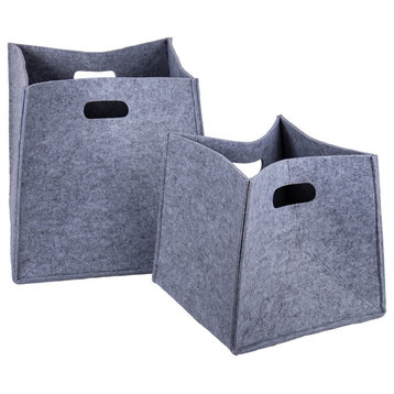 Square Felt Storage Baskets, 3-Piece Set, 15x14.5x14", Light Gray