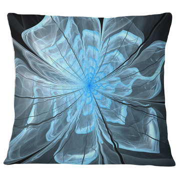 Light Blue Flower with Large Petals Floral Throw Pillow, 18"x18"
