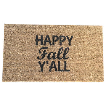 Hand Painted "Happy Fall Y'all" Doormat, Black