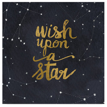 Sara Zieve Miller 'Starry Words Gold, Wish Upon A Star' Canvas Art, 18"x18"