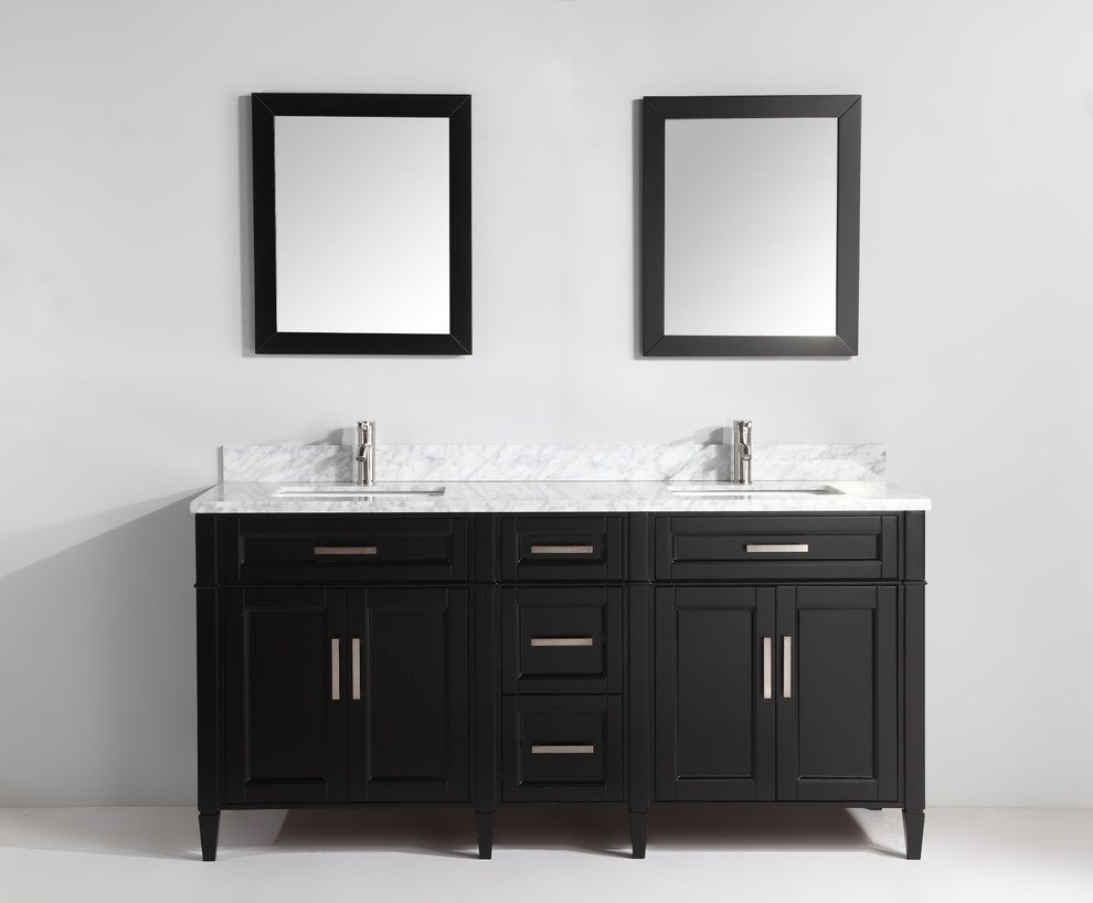 Vanity Set With Carrara Marble Top, 72" - Transitional - Bathroom ...