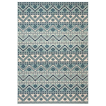 Indoor Outdoor Area Rug, Unique Southwestern Pattern, Turquoise-Blue/9' X 12'