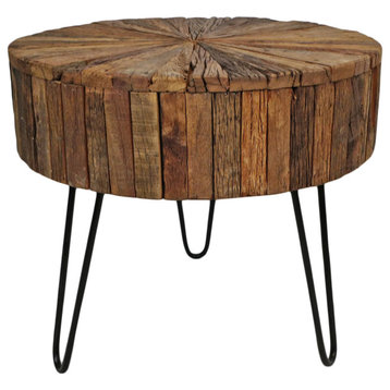 Salvaged Wood Pinwheel Side Table