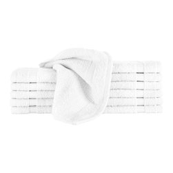 Makroteks - Villa Wash Cloth 12pc Set, White - Bath Towels