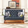 Modern Contemporary Urban Living Lounge Room Loveseat Sofa, Blue, Faux Leather