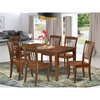 East West Furniture Capri 7-piece Wood Dining Set w/ Slatted Chairs in Mahogany