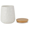 White Matte Dimple Texture Ceramic Canister (Set of 2)