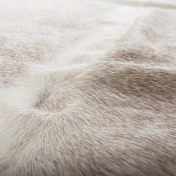 Luxury Natural Cowhide Area Rug, Handmade, Gray, White, Hair-on-Hide, 7'0"x6'0" - Area Rugs