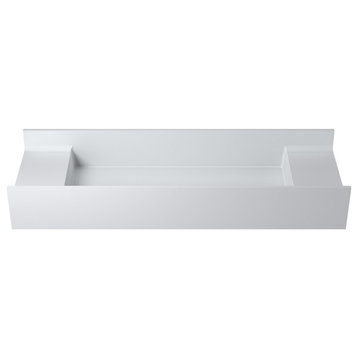 47" Polystone Rectangular Wall Mounted Sink Only, Matte White, No Faucet