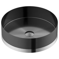 Karran Cinox Stainless Steel Round Vessel Sink, Gunmetal Grey and Stainless Steel
